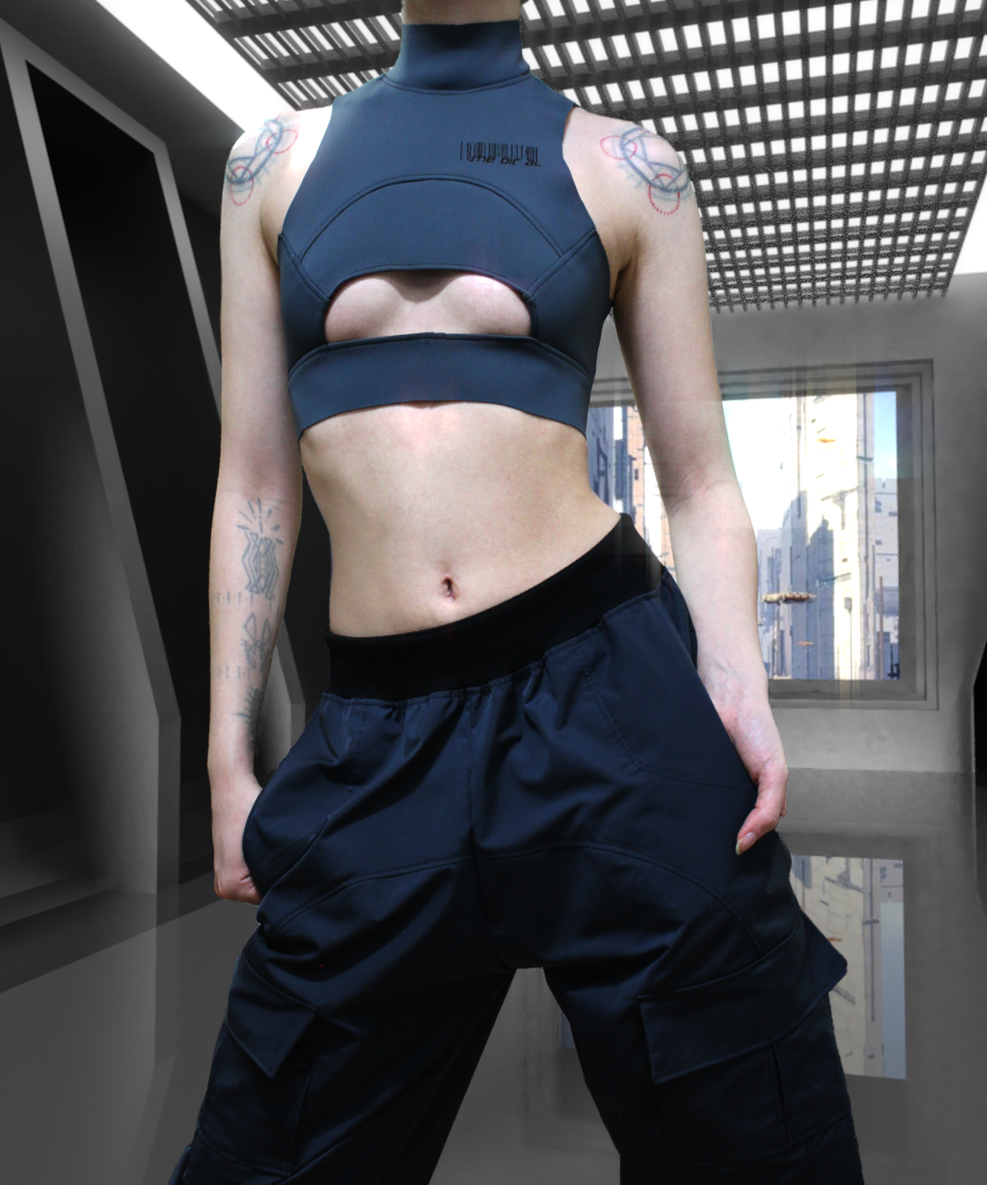 MECHA CROP TOP GREY