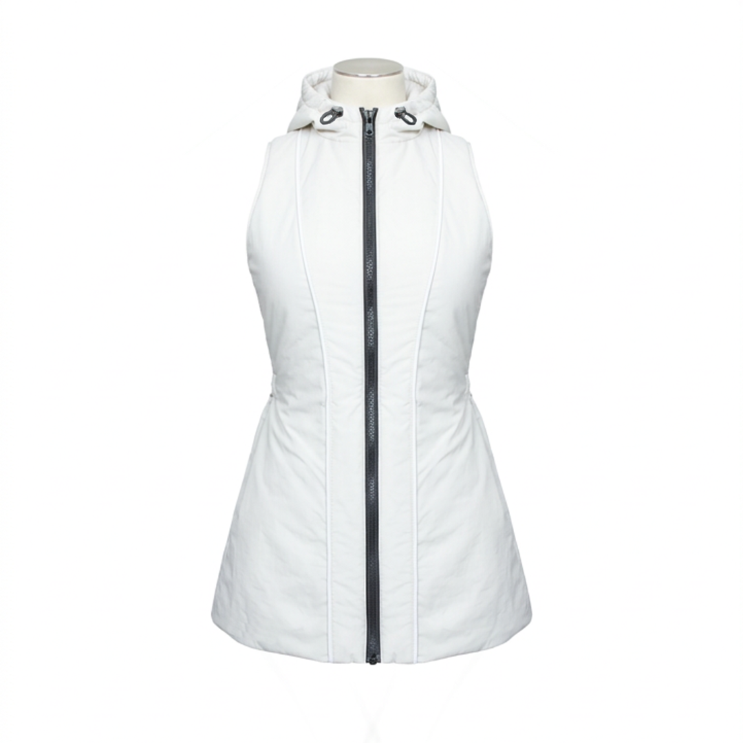 ARC HOODED DRESS VEST WHITE