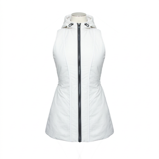 ARC HOODED DRESS VEST WHITE