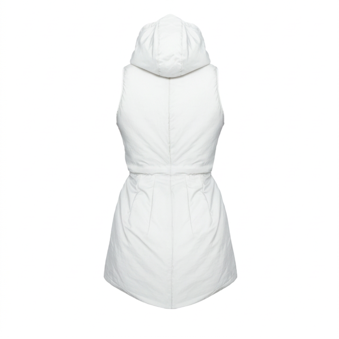 ARC HOODED DRESS VEST WHITE