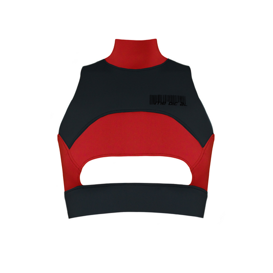 MECHA CROP TOP BLACK RED